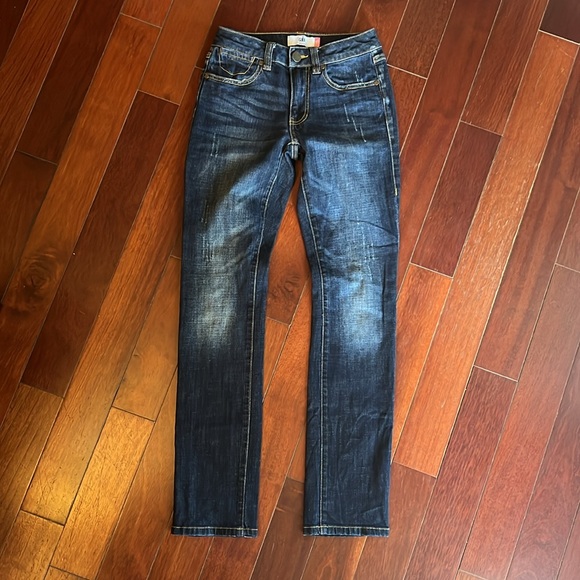 CAbi High Straight Distressed Dark‎ Wash Jeans #3561 - Picture 3 of 8